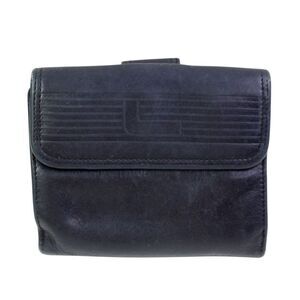 Lancel PARIS BLACK GENUINE LEATHER ID CARD COIN SMALL HOLDER BIFOLD WALLET PURSE